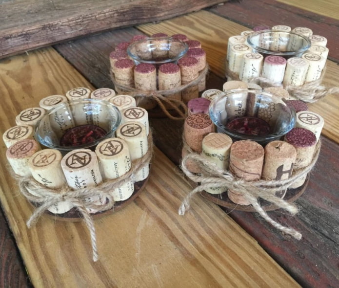 candlesticks made of glasses and corks