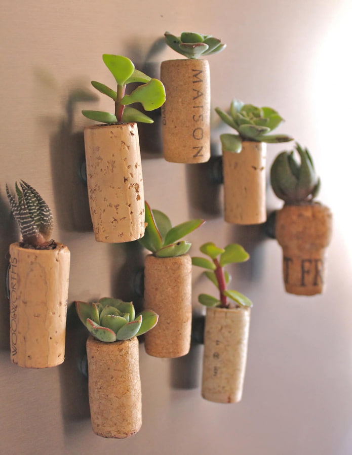 fridge magnets cork mini flowerpots