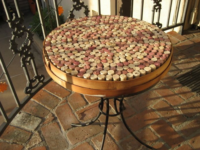 coffee table made of corks