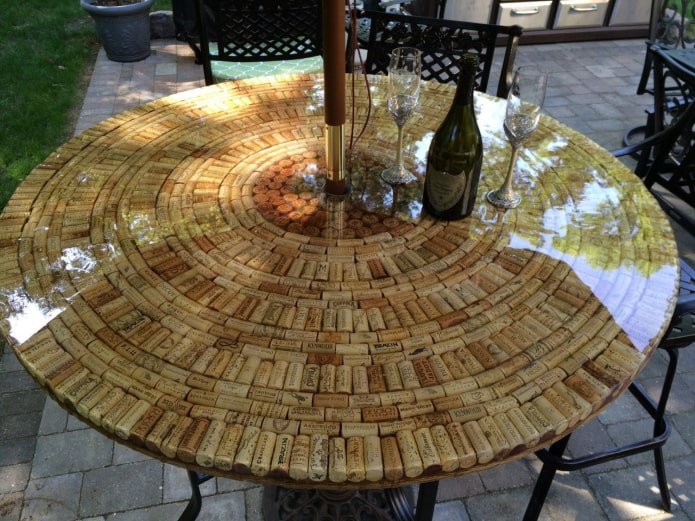 tabletop made of corks and epoxy resin