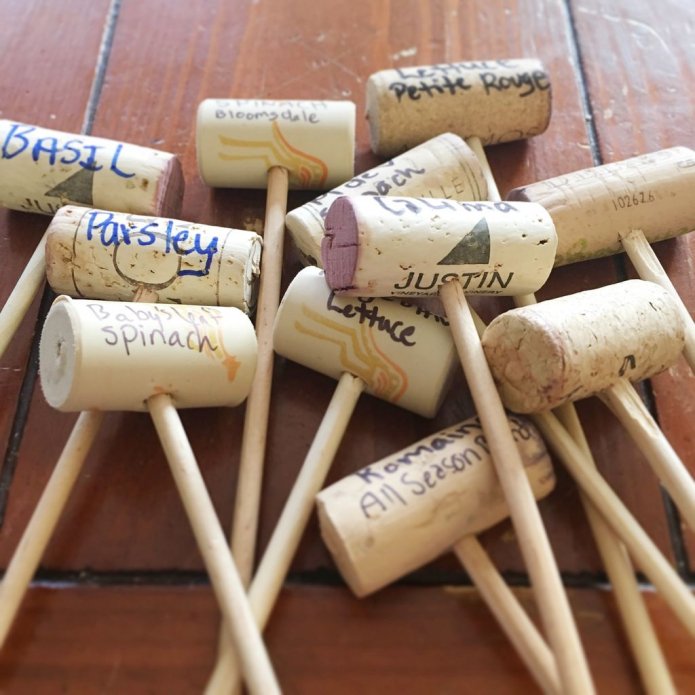 plant markers made of corks