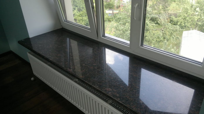 dark stone window sill