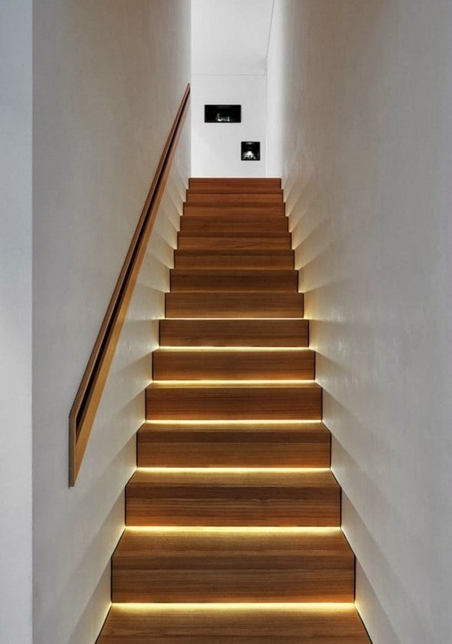 stairs with LED lighting in the house