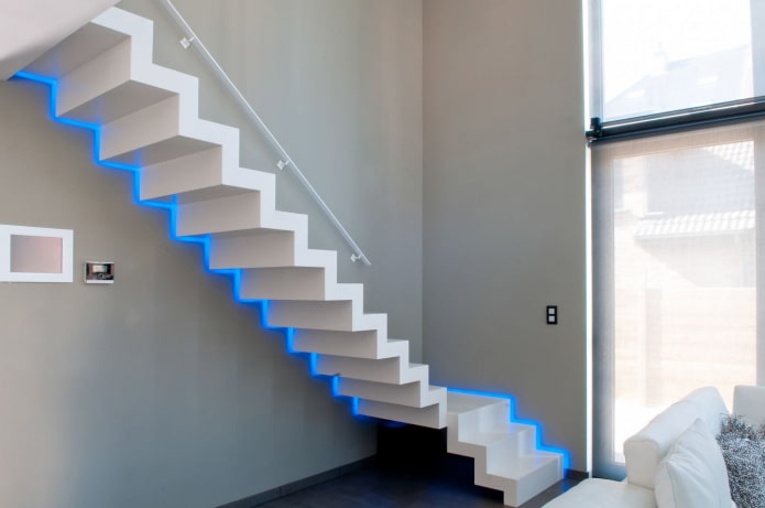 stairs with LED lighting in the house