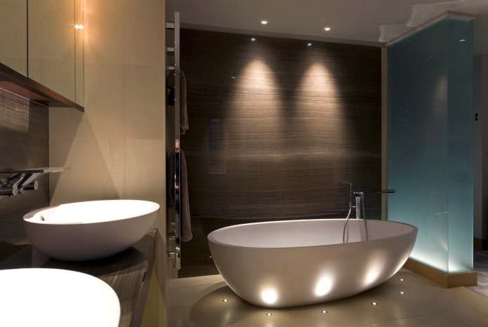 floor lighting in the bathroom interior