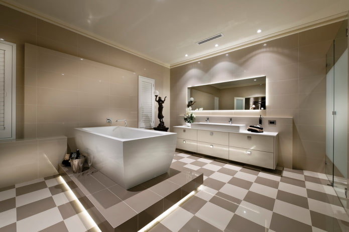 floor lighting in the bathroom interior