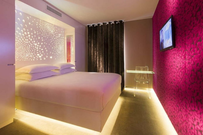 floor lighting in the bedroom interior