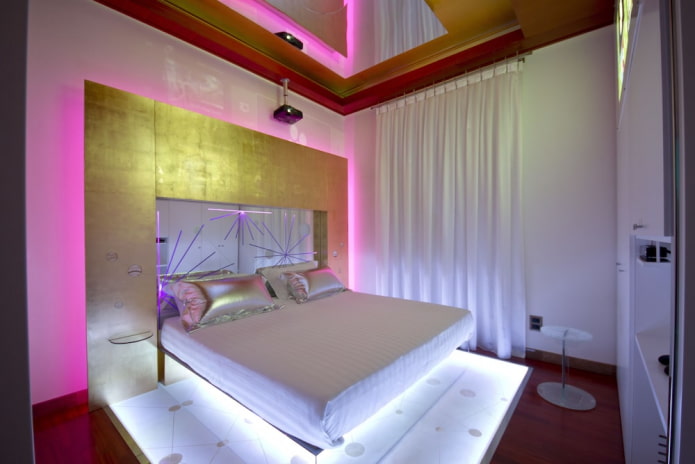 floor lighting in the bedroom interior