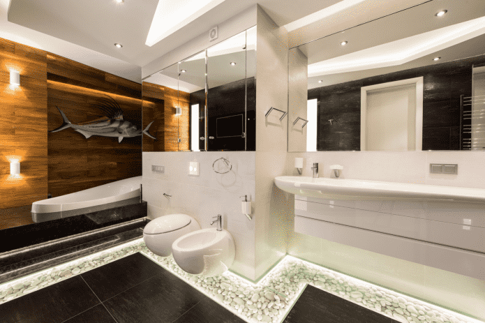 floor lighting in the bathroom interior
