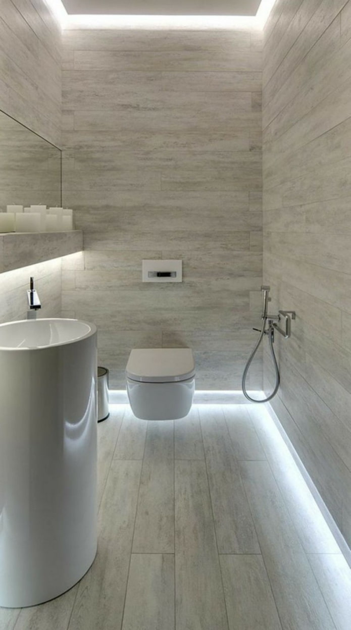 floor lighting in the toilet interior