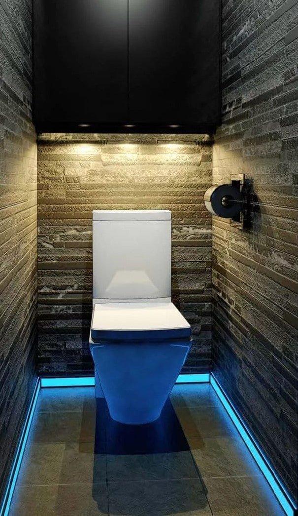 floor lighting in the toilet interior