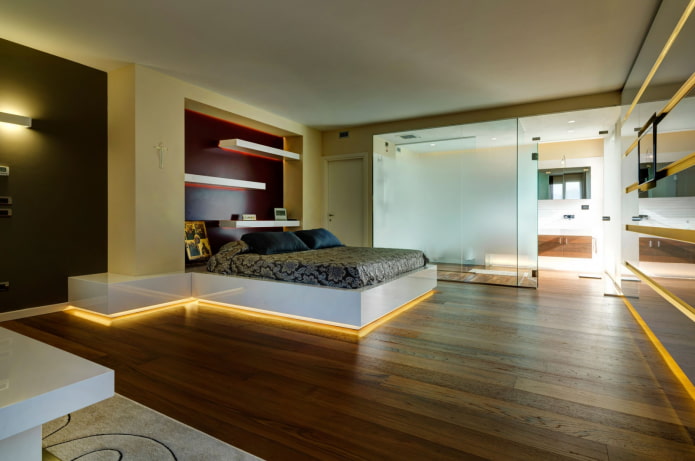 floor lighting with neon cord in the interior