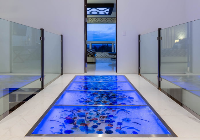 floor lighting with light modules in the interior