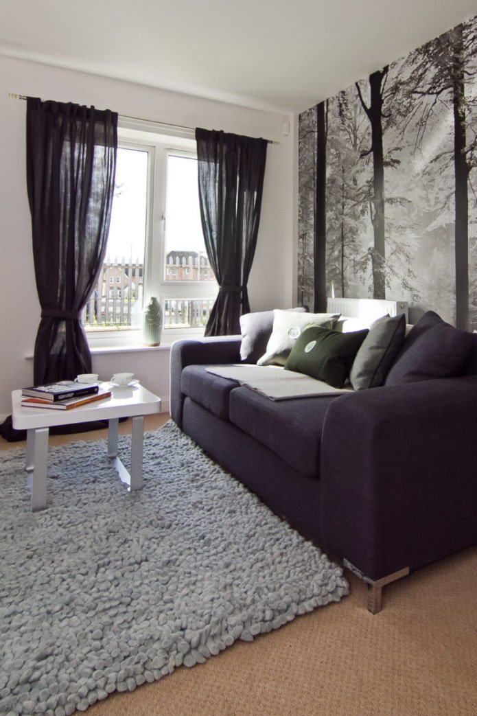 decoration of a dark sofa
