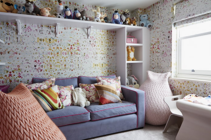 sofa with pillows in the nursery