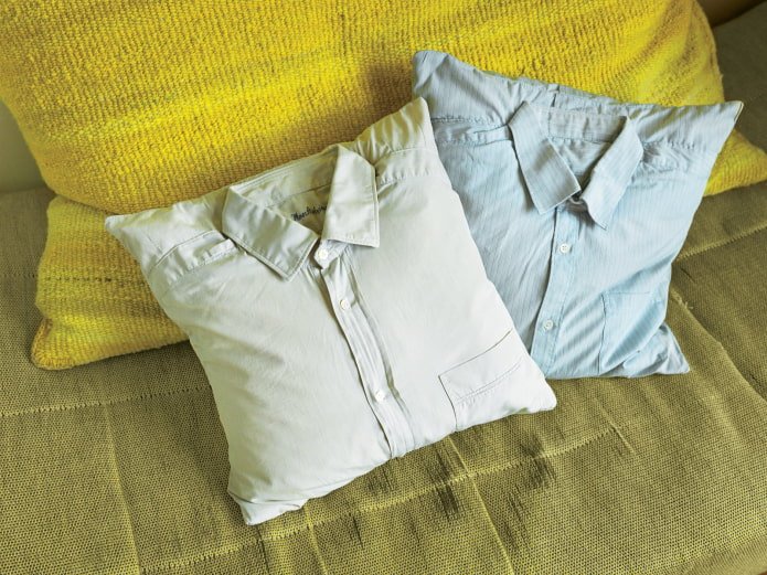pillows made of shirts