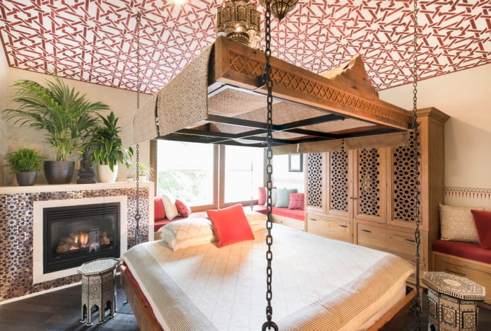suspension bed in an oriental style