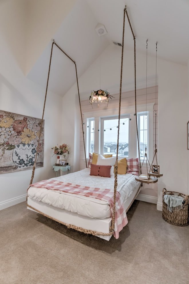 rectangular hanging bed in the interior