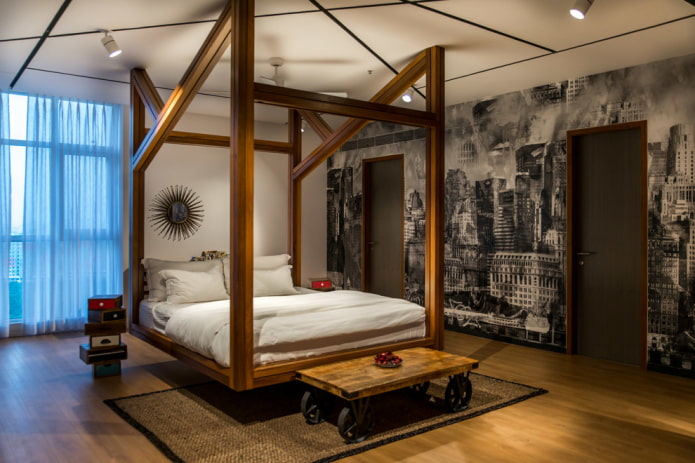 rectangular hanging bed in the interior