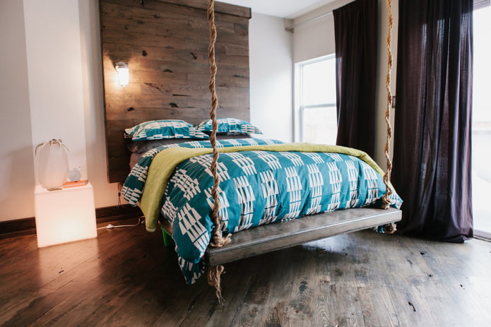 bed on ropes in the interior