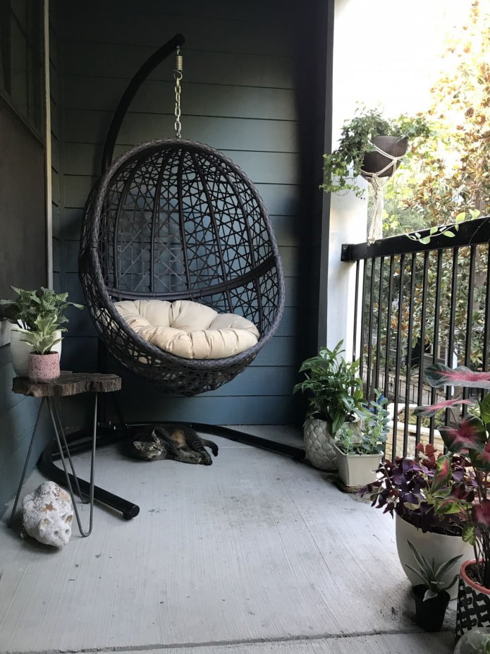 hanging chair on the balcony