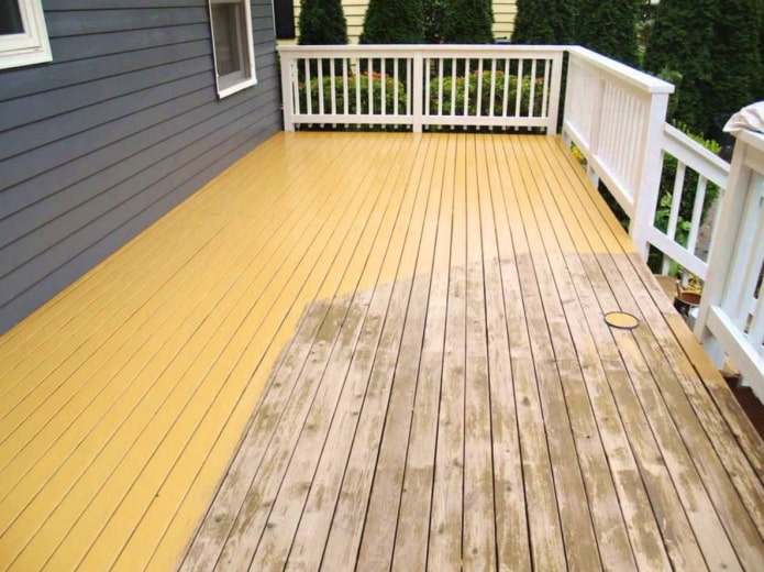 painting the floor on the veranda