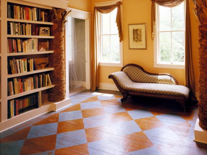 painting a wooden floor in an apartment