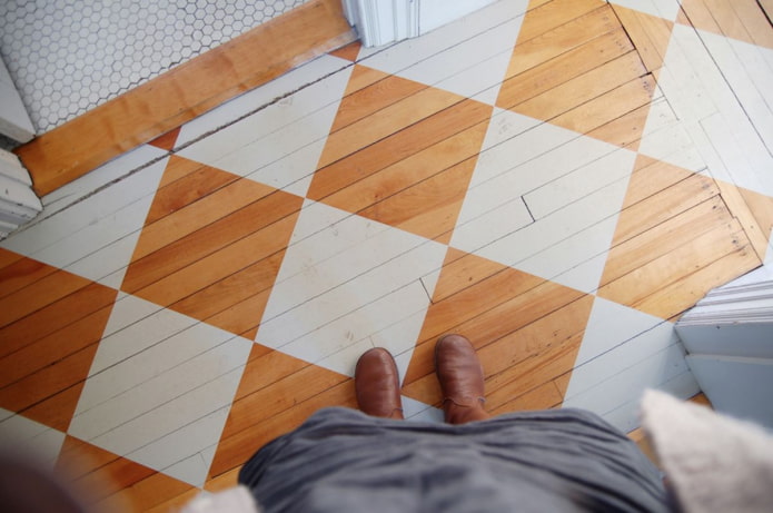 diamonds on a wooden floor