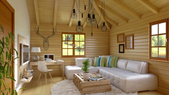 painted paneling in the living room interior