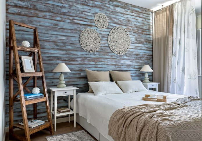 glazed lining in the bedroom interior