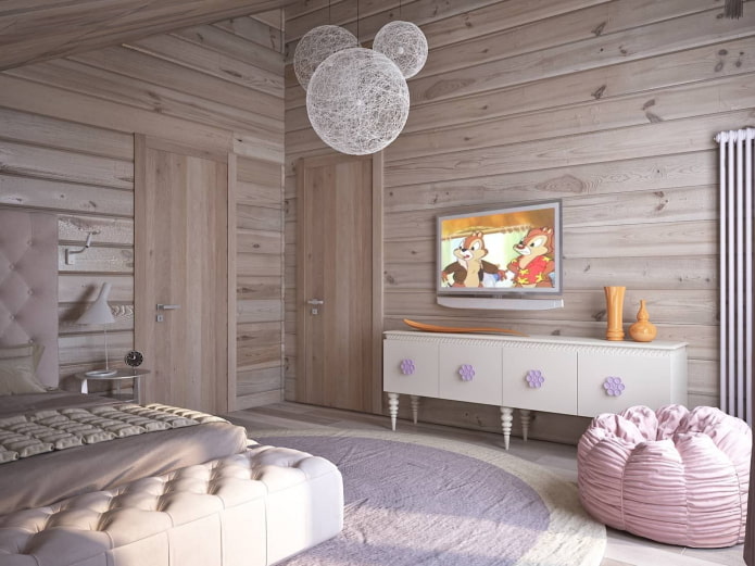 bleached paneling in the interior of a child's room