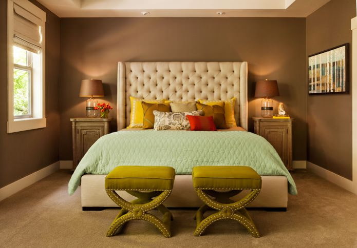 brown painting of the walls in the bedroom