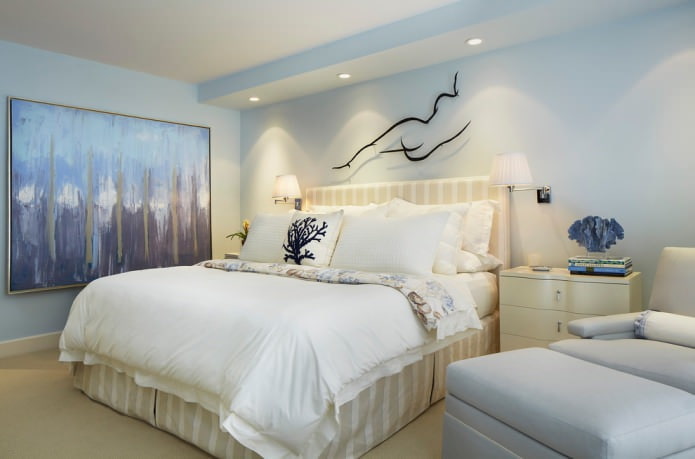blue paint on walls in the bedroom