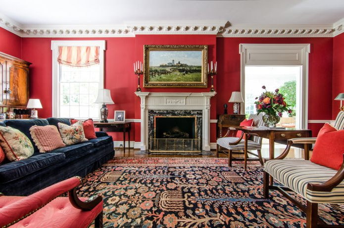 red walls in the living room