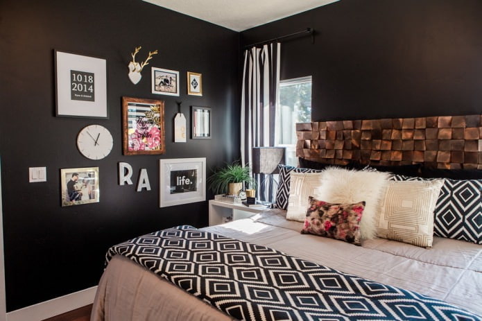black walls in the bedroom