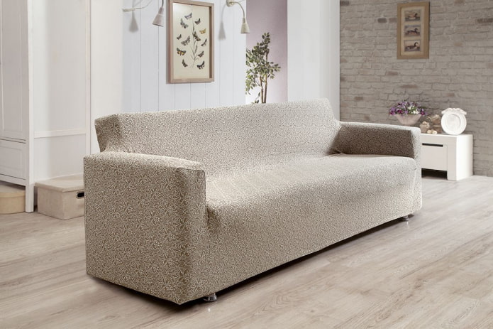stretched bedspread for a sofa in the interior
