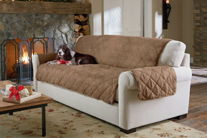 quilted bedspread for a sofa in the interior