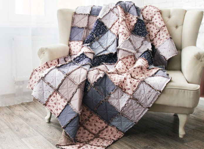 patchwork bedspread for sofa in interior