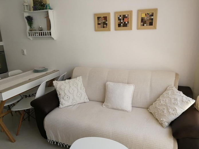 bedspread for sofa in the kitchen interior