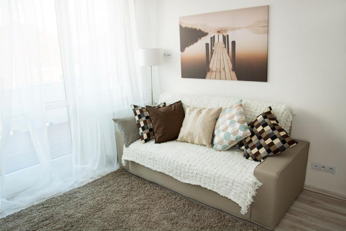 bedspread for a sofa in the living room interior