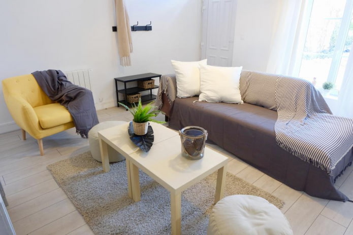 bedspread for a sofa in the living room interior