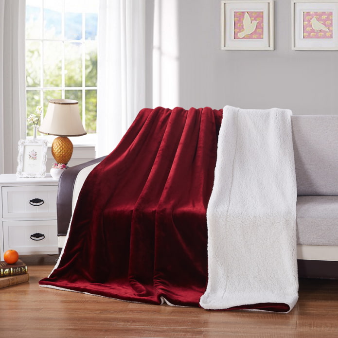 double-sided bedspread for a sofa in the interior