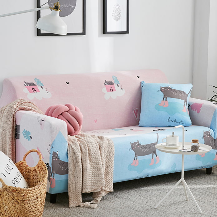 bedspread for a sofa in the interior of a children's room