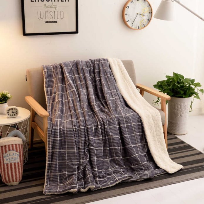 double-sided bedspread for a sofa in the interior