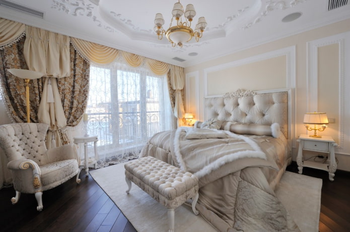 bed with bedspread in classic style