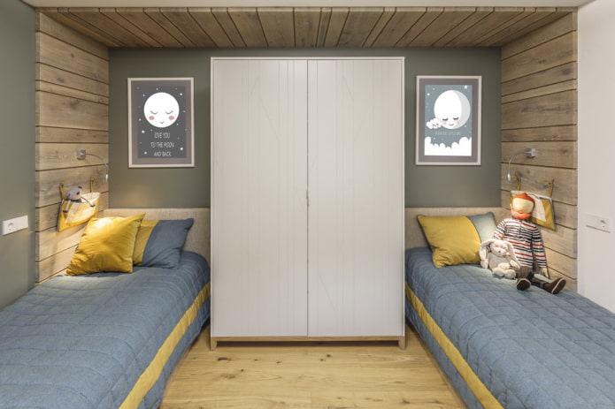 children's bed with a bedspread in the interior
