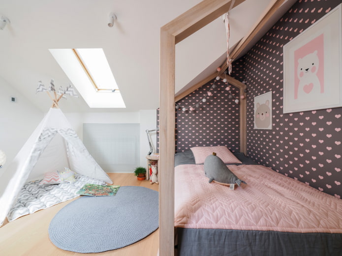 children's bed with a bedspread in interior