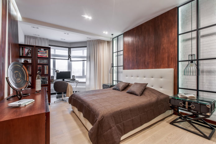 bed with a loft-style bedspread