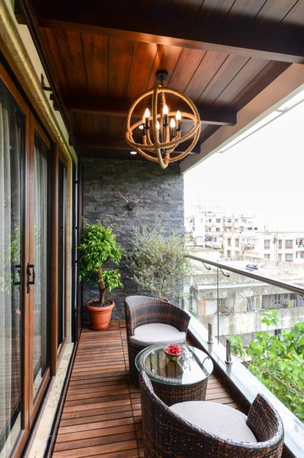 wooden floor on the balcony