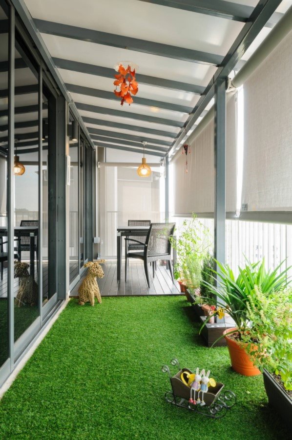 narrow long balcony design